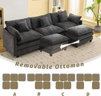 111'' Sectional Cloud Deep Seat Couch, Oversized Chenille U Shaped Sectional - Image 6