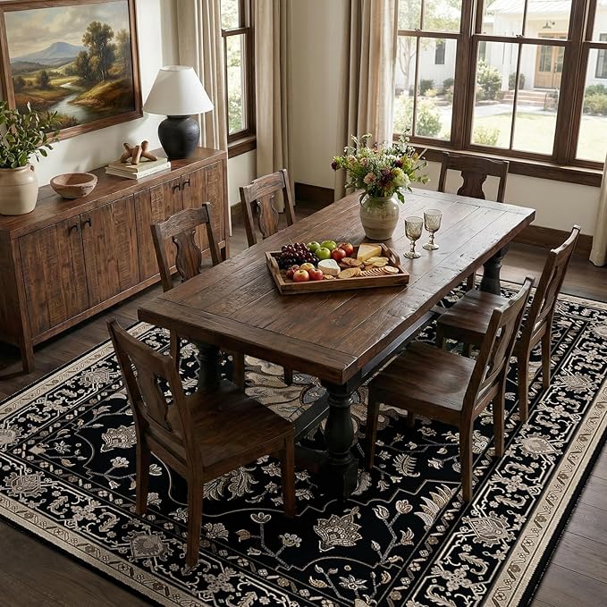 RELEANY Area Rugs 6'x8' Washable Non-Slip, Floral Vintage Distress Print - Image 2