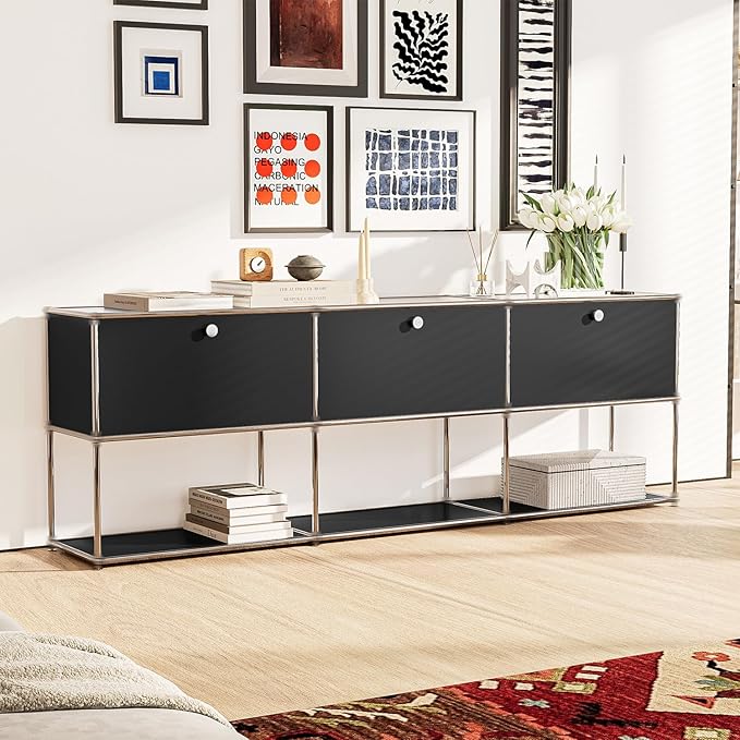 Modern Storage Cabinet Black G Versatile Free-Standing Organizer - Image 2