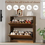 BORNOON Shoe Cabinet with 2 Flip Drawers, Slim Narrow Shoe Storage Cabinet - Image 4