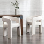 RIVOVA Modern Barrel Dining Chairs Set of 4, Linen Upholstered Accent Side Chair - Image 7