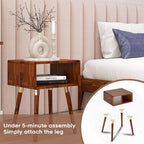 Bme Dinkee Solid Wood Nightstand, Fully Assembled, Without Drawer - Image 3