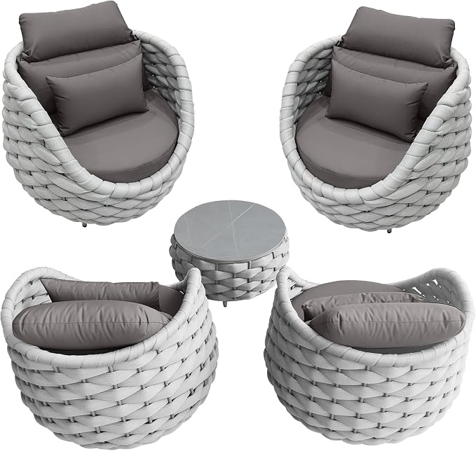 TWT 5-Piece Aluminum Patio Furniture Set, Outdoor Armchairs - Image 7