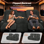 RV Loveseat Recliner Sofa, Massage Wall Hugger 3-Seater Recliners Couch - Image 3