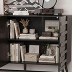 Fluted Storage Unit Cabinet, Modern Black Console Cabinets - Image 6