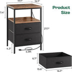 Huuger Night Stand with Charger Station, 27.7 Inch Tall Nightstand, Bed Side - Image 3