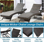 79'' Outdoor Wicker Reclining Lounge Chair Long Reclining Chaise Lounge Set - Image 3