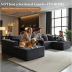 138" Oversized Cloud Sectional Couch, Comfort U Shaped Boneless Couch - Image 4