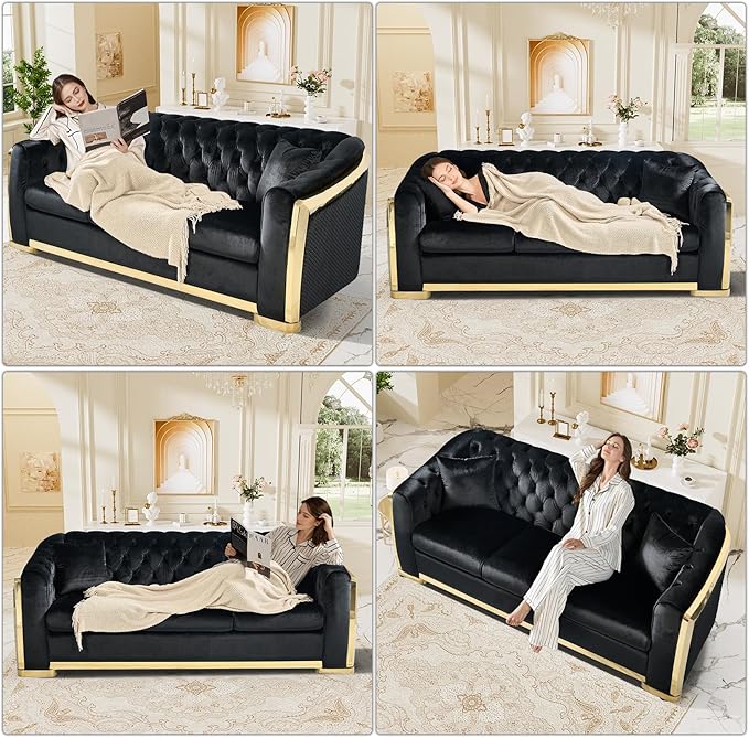 DAMAIFROM Mid Century Modern Chesterfield Sofa Couch, 3 Seat Tufted Sofas - Image 5