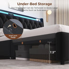 Full LED Velvet Bed Frame with 2 Storage Drawers&Hidden Headboard, Upholstered - Image 5