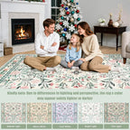 Round Area Rug for Living Room: 6 ft Floral Washable Circle Rug Soft Non-Slip - Image 9