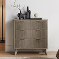 T4TREAM Fluted 3 Drawer Dresser, Curved Profile Design, Wood Drawer Organizer by T4TREAMFurniture