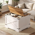 Giantex Farmhouse Lift Top Coffee Table, 31.5" Square Wood Center Table - Image 3