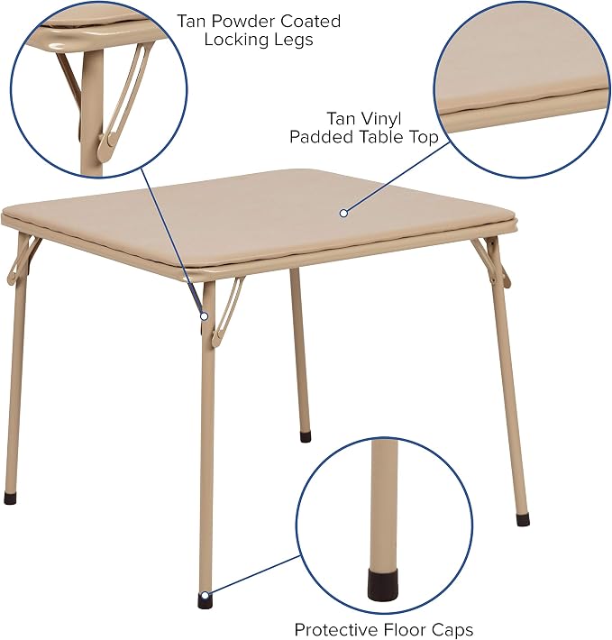 Flash Furniture Mindy Kids Tan Folding Table - Image 3