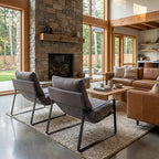 LukeAlon Modern Linen Accent Armchair, Upholstered Living Room Chair - Image 3