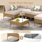 Jing's Villa 5-Piece Outdoor Patio Furniture Set, Ratten Conversation Sectional - Image 5