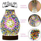 Turkish Mosaic Table Lamp, Moroccan Style Colorful Handmade Glass Vase - Image 5