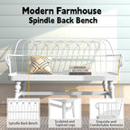 DIBRATY Entryway Bench, Spindle Back Wooden Dinning Bench, Farmhouse Foyer Bench - Image 6