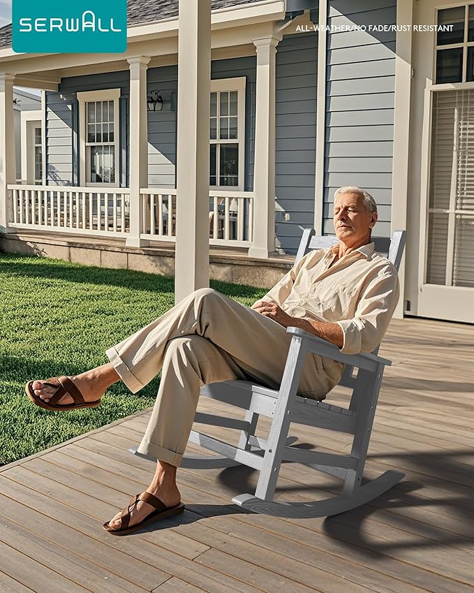 SERWALL Oversized Outdoor Rocking Chair Set of 2, HDPE Rocker - Image 2