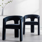 RIVOVA Modern Barrel Dining Chairs Set of 6, Velvet Upholstered Accent Side - Image 3
