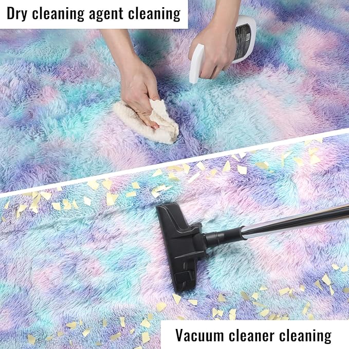 PAGISOFE 8x10 Area Rug, Cute Kawaii Purple Rainbow Rug - Image 6