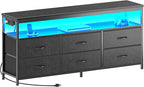 Huuger LED TV Stand for Bedroom, 55 Inch Fabric Dresser - Image 9
