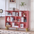 LEYAOYAO 10 Cube Bookshelf, 3 Tier Vintage 55" Wide Bookcase - Image 3