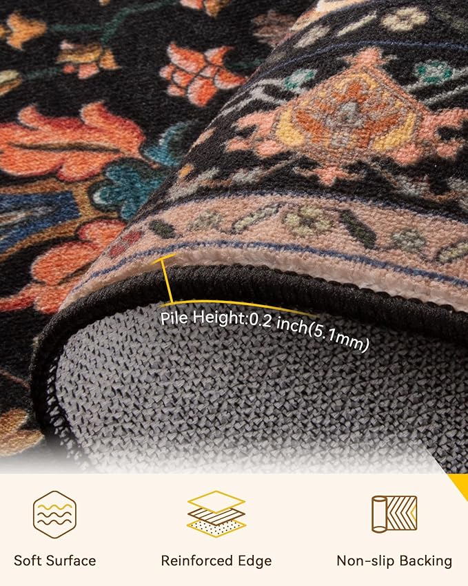 RELEANY Area Rugs 3'x6' Runner Rug Non Slip Washable - Image 4