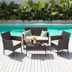 FDW | 4-Piece Patio Furniture Set | Brown | Outdoor Wicker Furniture - Image 3