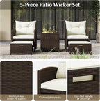 Tangkula 5 Pieces Patio Conversation Set, PE Wicker Outdoor Furniture Set - Image 8
