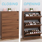 BORNOON Shoe Cabinet with 3 Flip Drawers, Slim Narrow Shoe Storage Cabinet - Image 5