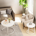 Garden 4 you Nesting Coffee Table, 23.6" Round Coffee Table Set of 2, Wooden - Image 4