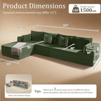 138" Cloud Sectional Couch, Comfort L Shaped Boneless Couch - Image 2