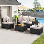 JOYURE 5 Pieces Patio Furniture Set All-Weather Outdoor Wicker Sectional - Image 8