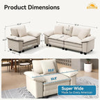 SUNSHINE VALLEY 87.5'' Oversized Loveseat Couch and Chair Set, 3-Seat Chenille - Image 2