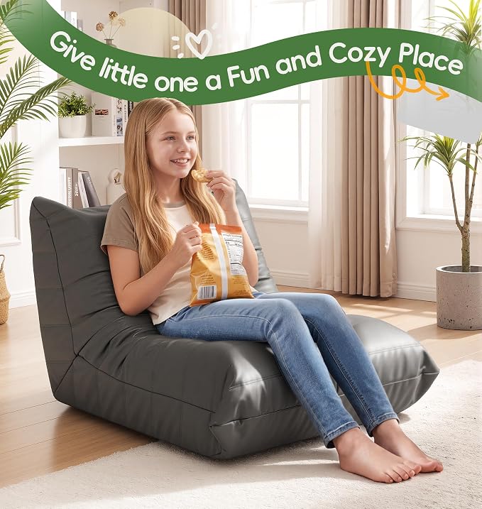 Hobestluk Small Bean Bag Chair Leather Beanbag Lazy Floor Sofa Bean Bags - Image 9