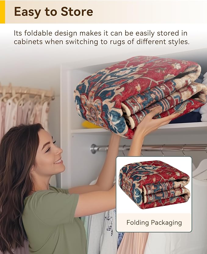 RELEANY Area Rugs 6'x9' Washable Non-Slip, Floral Vintage Distress Print - Image 5