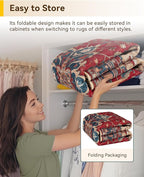 RELEANY Area Rugs 6'x9' Washable Non-Slip, Floral Vintage Distress Print - Image 5