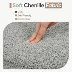 Round Storage Ottoman with Reversible Tray Lid, Folding Chenille Fabric - Image 6