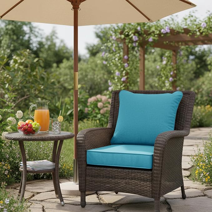 Summsun Faux Linen Outdoor Chair Cushions, Water Resistant Backrest and Deep - Image 2