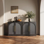BELLEZE 3 Tier Bookshelf with Double-Arc Door by BELLEZE