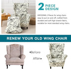 KRFOONN Velvet Wing Chair Slipcovers 2 Piece Stretch Printed Wingback Chair - Image 4