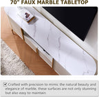 OKD 70" Fluted TV Stand with Storage, Faux Marble Top Entertainment Center - Image 4