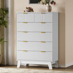 BORNOON 46" Tall Dresser for Bedroom, 6-Drawer Fluted Chest of Drawers - Image 3