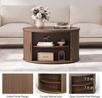 JOINICE 31.5" Round Lift Top Coffee Table, Mid Century Modern Walnut Center - Image 3