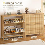 YOMILUVE Shoe Cabinet Storage for Entryway, Fluted Shoe Cabinet - Image 7