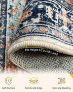 RELEANY Area Rugs 9'x12' Washable Non-Slip, Floral Vintage Distress Print - Image 4
