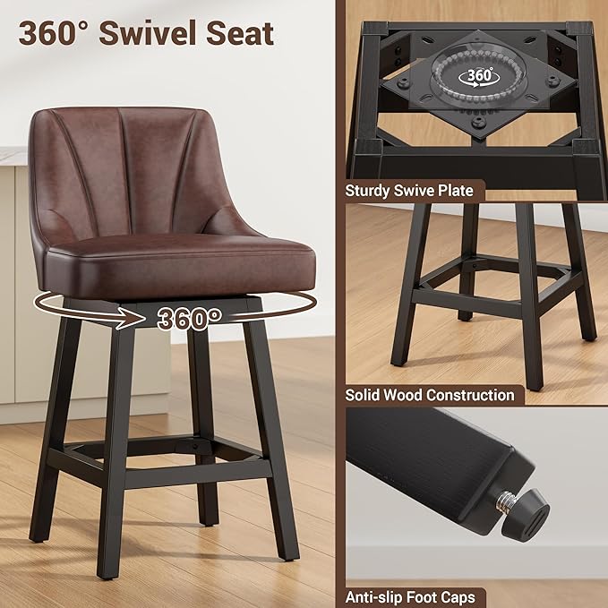 YaFiti Swivel Bar Stool 1 Pcs, 26 Inch Counter Height Bar Stools - Image 4