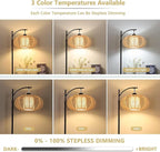 ZECOXOL Arc Floor Lamps for Living Room Bedroom Rattan Boho Floor Lamp - Image 2