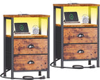 Furologee Nightstands Set of 2 Charging Station, End Tables by Furologee